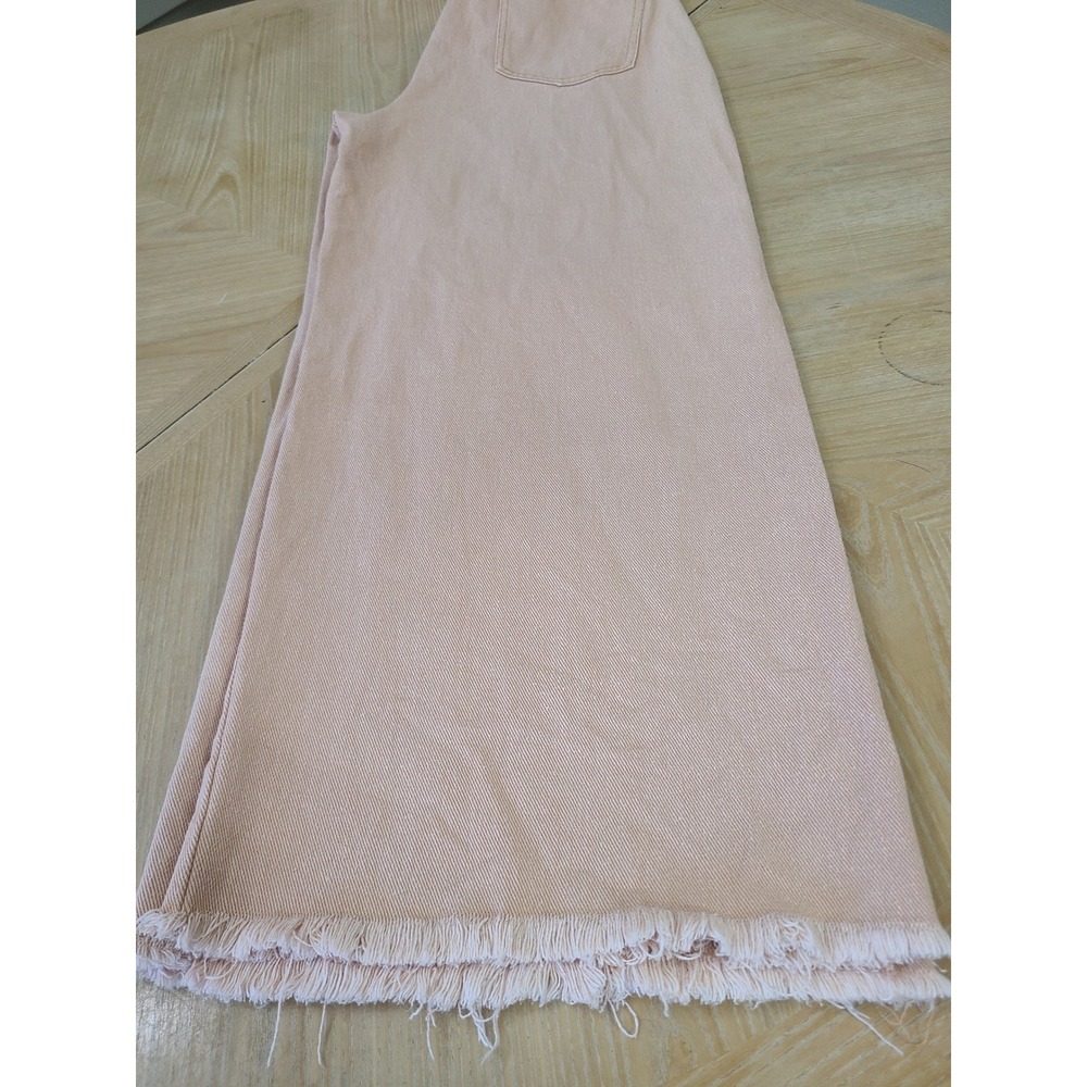 Umgee Wide Leg Pants Women Large Peach Pink Raw Hem High Rise Denim - Picture 10 of 11